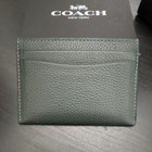 Coach Green Card Case Credit Card Wallet With Gold C Logo  Solid  Women