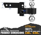 2   Receiver 3   Drop Rise Adjustable Trailer Tow Hitch Dual Ball W lock 12500lb