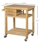 Bamboo Kitchen Island Cart On Wheels  2 Storage Drawers  Towel Rack