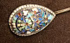 Antique Imperial  Russian 84  Silver Cloisonne Enamel Teaspoon Stamped