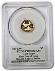 2019 W Pcgs Pr70 Proof 1 10 Oz Gold American Eagle Reagan Legacy  5 Coin  64042a