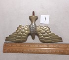 Vtg Solid Brass 6 1 2  X 3  Flying Eagle Flag Pole Finial Topper Art Figure 1