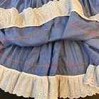 Vtg Blue Red Ruffled Lace Partners Square Dance Skirt Rockabilly Western Xl Usa