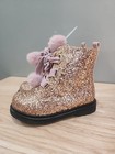 Nicole Miller Toddler Faux Fur With Bronze Glitter Boots Size 9 New With Tags 