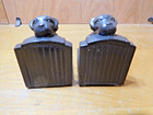 Antique Pair Spelter Puppy Bookends   Bronze Color Finish   4086