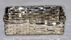 Vintage Silver Plated Rectangle Woven Basket 5 5    Long Business Card Holder