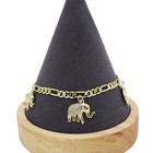 18k Layered Real Gold Filled Anklet Bracelet With Elephants Figaro 