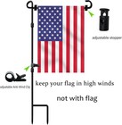 Garden Flag Stand-holder-pole With Flag Stopper   Clip Waterproof Powder-coated