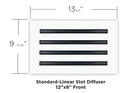 12x8 Modern Ac Vent Cover - Decorative White Air Vent - Standard Linear Slot Dif