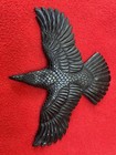 Magical Carved  Jet Giant Flying Raven   Crow Shamanic Power Pendant