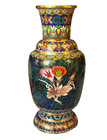 Vintage Chinese Cloisonne Floral  Enameled  Brass Vase 10 h X 4 5 diameter