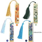 4 Piece Metal Bookmarks With Tassel Golden Hollow Oil Painting Theme Gift For
