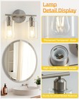 Modern Brushed Nickel Vanity Light 2 Light Clear Glass Wall Sconce Bathroom