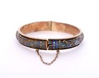 Vintage Chinese Gilt Silver Enamel Bangle Bracelet Marked  silver 