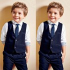4pcs Kid Baby Boy Tuxedo Suit Shirt Waistcoat Tie Pants Formal Outfit Clothes