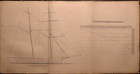 Rare 1861 Lithograph Print  two Masted Schooner  Ship Design Drawing Plan