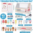Wooden Ice Cream Play Set  Pretend Play Kitchen Toy Toddlers 3-5