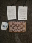 Nwt Coach Essential Small Zip Around Card Case Crystal Signature Jacquard Cx244