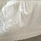 Vintage White Cotton Blend Queen Size Eyelet Bed Ruffle Bed Skirt Dust Ruffle