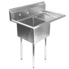 Nsf Stainless Steel 18  Single Bowl Commercial Kitchen Sink W  Right Drainboard