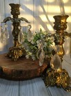 Hollywood Regency Style Ornate Gold Cast Brass Candlestick Holders 2 Vintage 73