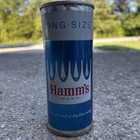    rare    Hamms Beer Flat Top Beer Can No Rust Half Quart King Size Silver Band