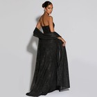 Sexy Evening Gown Formal Strapless Bardot Neck Fitted Sequin Metallic Dress Lace