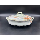 Antique Covered Dish Serving Vegetables Oval Limoges France H c L Mint Green