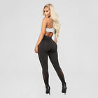 Yoga Pants Running Sports Fitness Stretch Women Elastic Waist Mesh Leggings Gym