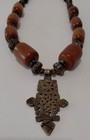 Vintage Butterscotch Bakelite Graduated Beads And Brass Bohemian Style Necklace 