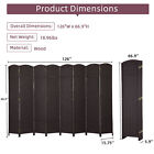 8 Panel Room Divider Wood Folding Privacy Screen Room Separation Divider Brown