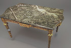 Antique Mid-19th Century Louis Xvi   style Giltwood Coffee Table With Green Marble
