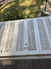 Wood Shutters 2 Pairs White Louvered Indoor  8 Panels 25 1 2    Tall X 28 1 4   