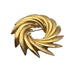 Vintage Gold Tone Swirl Brooch Pin Modern Mid Century Brooch