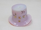 Antique Cased Art Glass Top Hat Hand Blown White Pink Toothpick Holder Hp 2 5 
