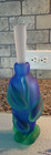 Tommie Rush Blue   Green Frosted Art Glass Perfume Scent Bottle