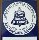 Vintage Bell System Public Payph0ne Porcelain Sign Gas Station Oil Telephone Att