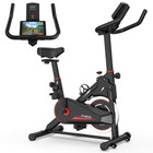 Exercise Bike Stationary Cycling Bike   Monitor Adjustable Resistance Black red