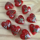 10 Red With Red Flower  Lampwork Heart Beads 20mm -   Diy Jewelry Making