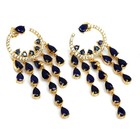 925 Sterling Silver Blue Sapphire   White Zircon Made In Thailand Earrings