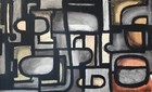 Abstract Shapes Vintage Mixed Media Painting 1960s Mid Century Modern Art Mcm