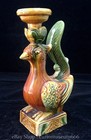 9 2  Old China Tangsancai Pottery Phoenix Bird Statue Candle Holder Candlestick