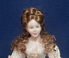 Dollhouse Miniature Lovely Porcelain Lady Doll With Long Brown Hair