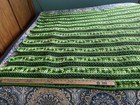Handmade Crochet Afghan Throw Blanket Green White Openwork 70x60 Cottage Granny