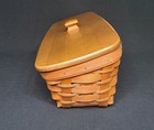 Longaberger Warm Brown Rectangular Basket W  Wood Lid   Plastic Protector 14 75 