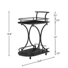 Black Bar Cart 2 Tier Bar Cart With Wheels With Wine Rack And Glass Holder Home
