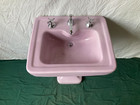 Antique 24x20 Ceramic Lavender Lilac Bathroom Pedestal Sink Kohler Vtg 91-25e