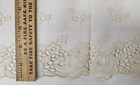 Vintage antique  Heirloom  Beige  English Embroidery Net  Cotton Lace  1 Yard