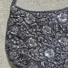 Hillard   Hanson Black Beaded Clutch Purse Evening Hand Bag Crossbody Floral Y2k