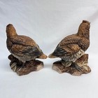 Vtg Two  2  Quails Figurines Porcelain Japan Branches Leaves 3 1 2 wx5 lx5 1 2 h
